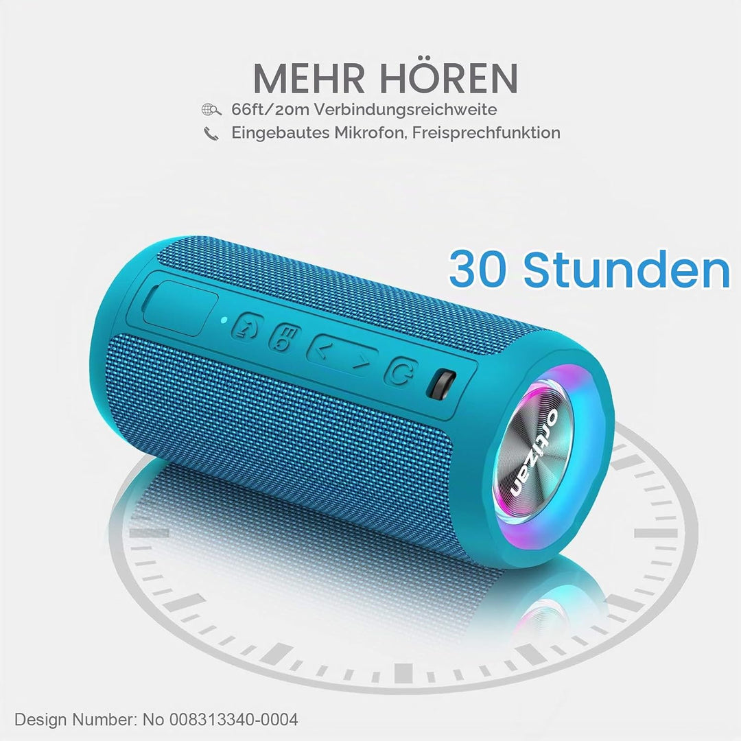 Ortizan Bluetooth Lautsprecher mit Licht, Musikbox Tragbarer Bluetooth Box mit IPX7 wasserdicht, Dua