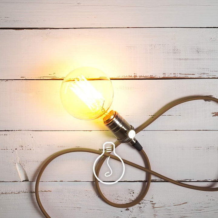 Amarcords - Textilkabel für Lampen BRAUN, rund, Baumwolle, 5 Meter, mit Erdung 3x0,75 - Stoffkabel m
