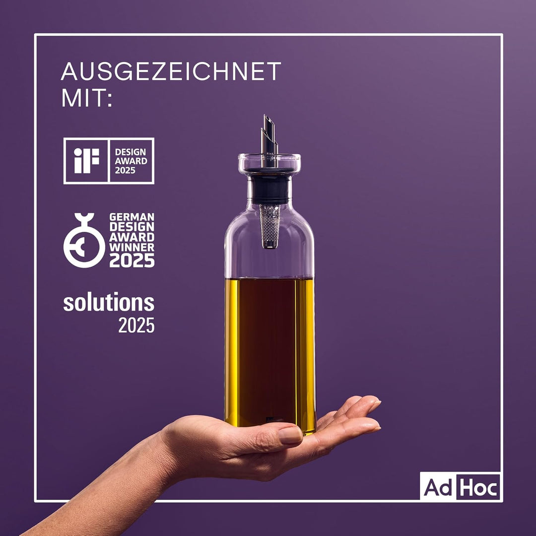 AdHoc BZ76 Ölspender oder Essigspender AromaPour aus Borosilikatglas in Grau | elegante Olivenölflas