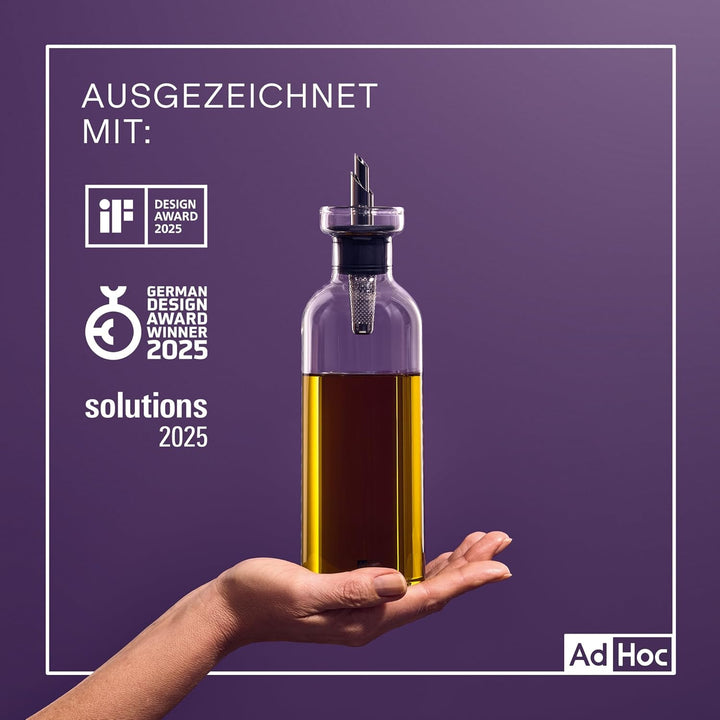 AdHoc BZ76 Ölspender oder Essigspender AromaPour aus Borosilikatglas in Grau | elegante Olivenölflas