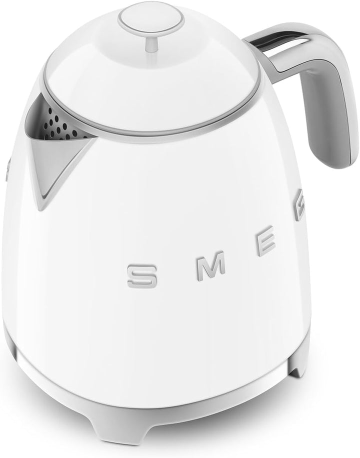 Smeg, Kleiner elektrischer Wasserkocher KLF05WHEU 0,8 L, Edelstahlfilter, Sicherheitsabschaltung, Wa