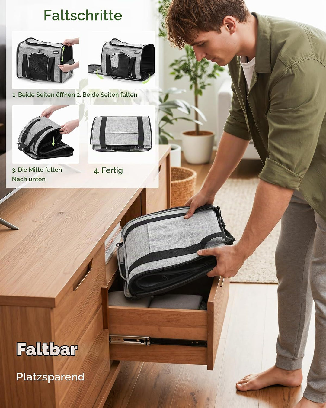 Pecute Transportbox Katze,Katzen Transportboxen mit Haustiernest, Faltbare Katzentasche Transporttas