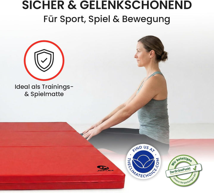 Jeflex - klappbare Weichbodenmatte & Turnmatte 150 x 100 x 8 cm MADE IN GERMANY/Gymnastikmatte tragb
