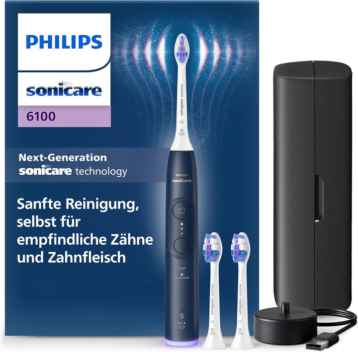 Philips Sonicare 6100 elektrische Zahnbürste, Schallzahnbürste mit 2 Putzmodi und 3 Intensitätsstufe