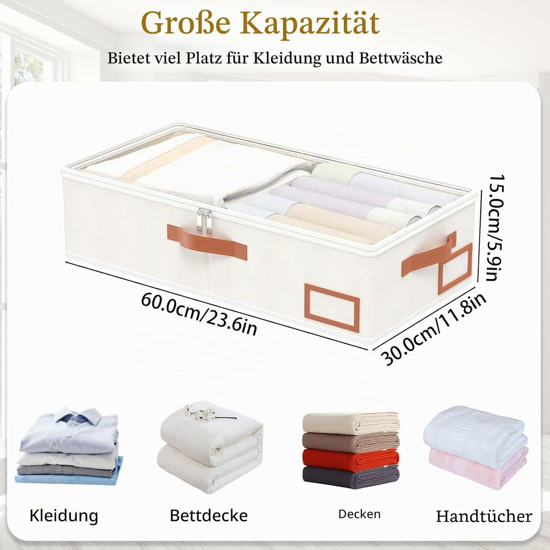 Yawinhe 3 Stück Unterbettkommode, Unterbett-Aufbewahrungstasche Kleideraufbewahrung, Faltbare Aufbew