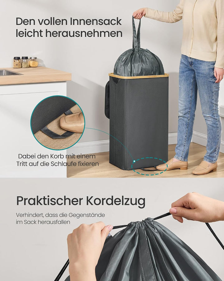 SONGMICS Pfandflaschen-Sammelbehälter, 95 L Pfandflaschen-Behälter, Flaschensammler Leergut, Recycli
