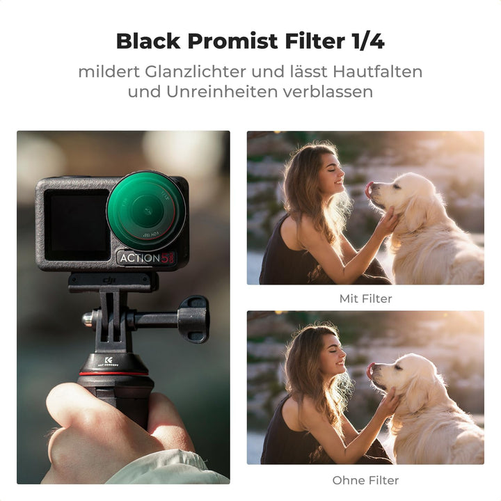 K&amp;F CONCEPT Push in Fit Black Promist 1/4 &amp; ND &amp; CPL Filter Set Kompatibel mit DJI Osmo Action 5 Pro