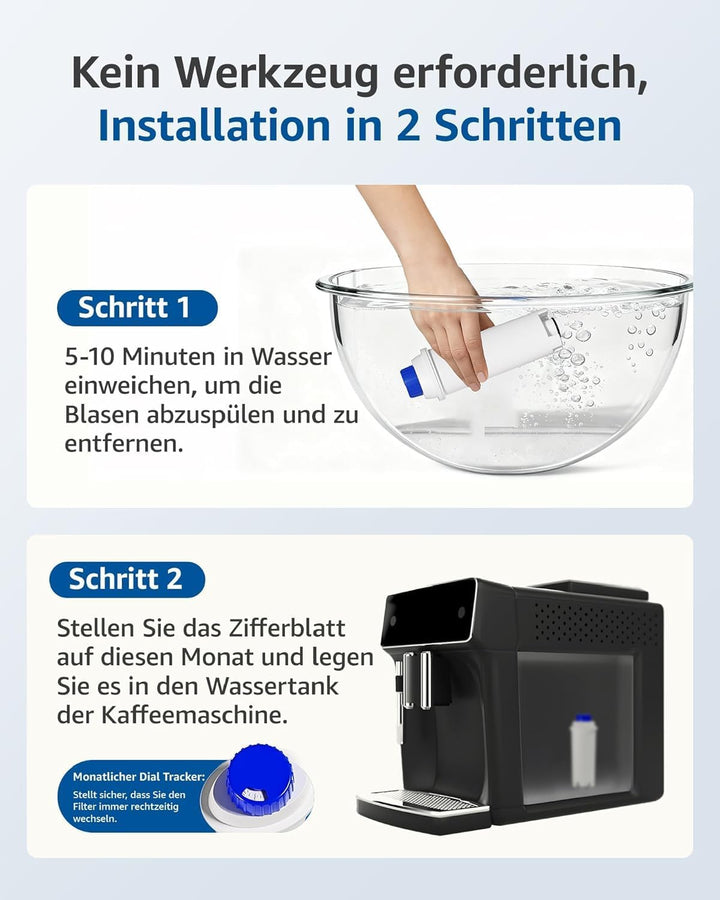 Maxblue Kaffee Wasserfilter, Ersatz für De'Longhi® DLSC002 9310926 SER3017 5513292811 Inklusive Vers