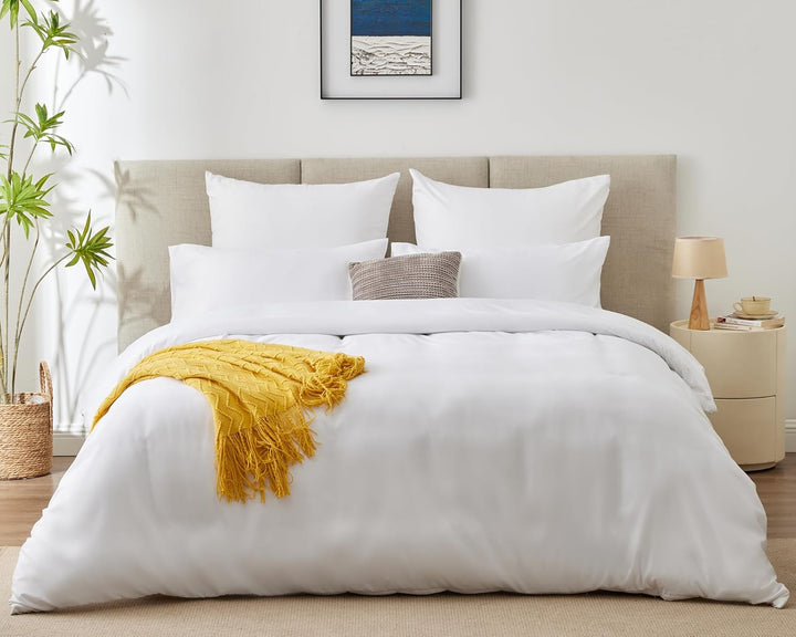 WAVVE Bettwäsche 220x240 3 teilig Weiss - Bettbezug 220 x 240 Set mit Kissenbezüge 65x65 cm, Bettwäs