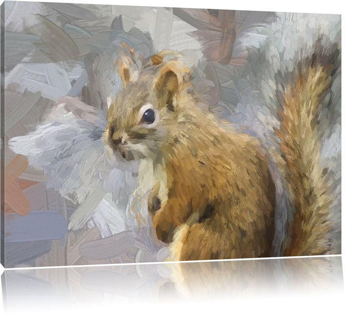 kleines wachsames Eichhörnchen Spezial Format: 100x70 cm auf Leinwand, XXL riesige Bilder fertig ger