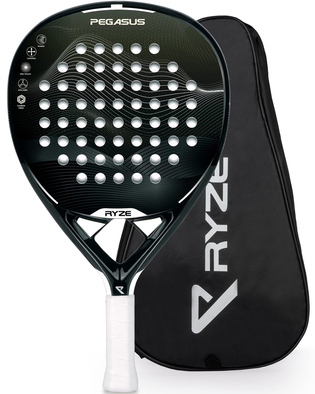 RYZE PEGASUS – Padel Schläger aus 100% Kohlefaser - Maximale Power & Kontrolle - 360g Leicht & Langl
