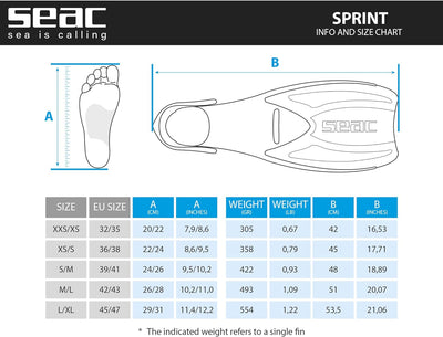 Seac Sprint Schnorchelflossen Mit Elastischem Band S/M Blau, S/M Blau