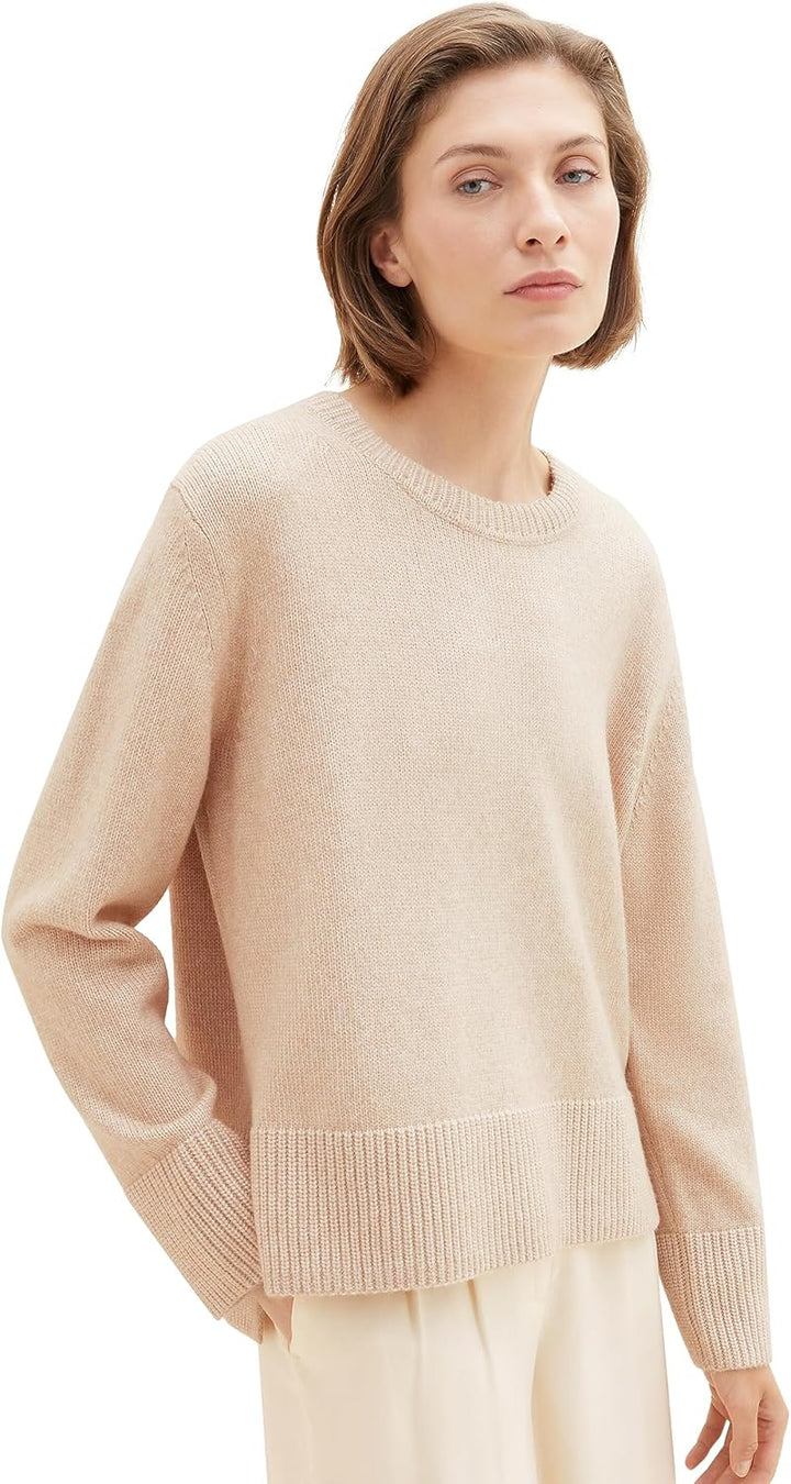 TOM TAILOR Damen Pullover XL 33962 - Doeskin Melange, XL 33962 - Doeskin Melange