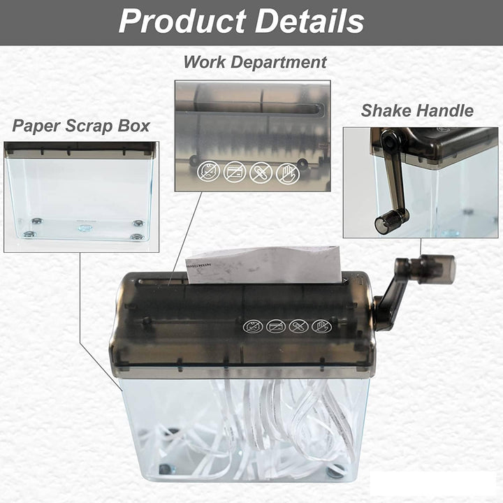 Manueller Aktenvernichter, A6 Handkurbel Tragbares Mini Papierschneidewerkzeug Dokumentenschneidemas