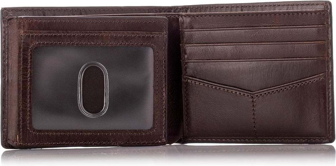Fossil Brieftasche für Herren Derrick, 100% Leder Bifold Dunkelbraun 11,5 cm L x 2 cm B x 9 cm H ML3