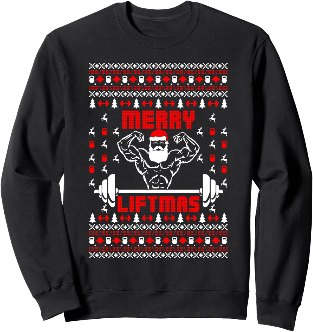 Ugly Christmas Liftmas Santa Fitness Workout Merry Xmas Gym Sweatshirt