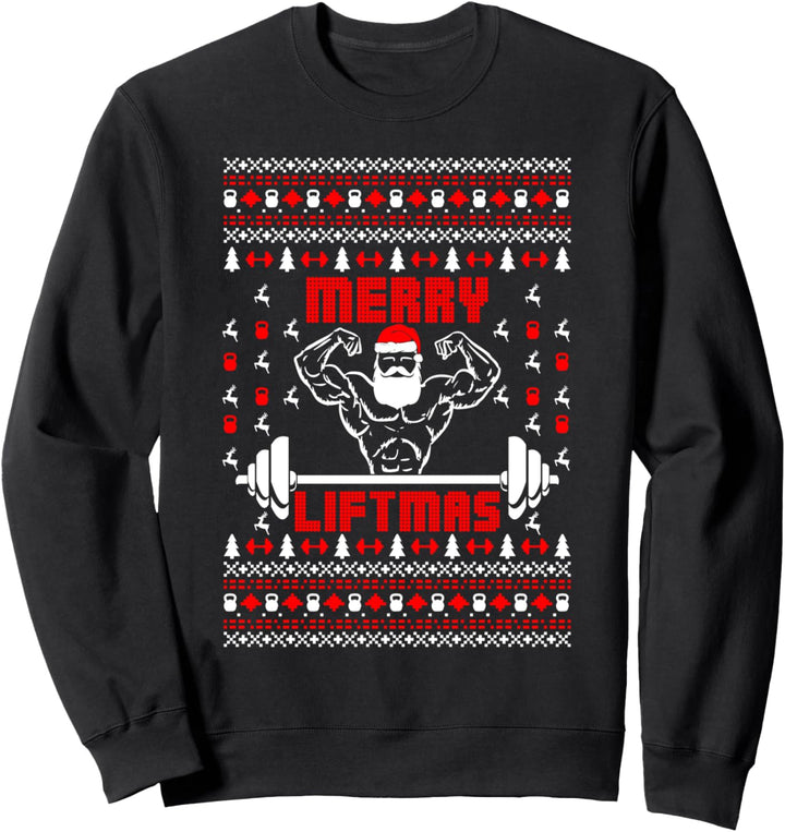 Ugly Christmas Liftmas Santa Fitness Workout Merry Xmas Gym Sweatshirt