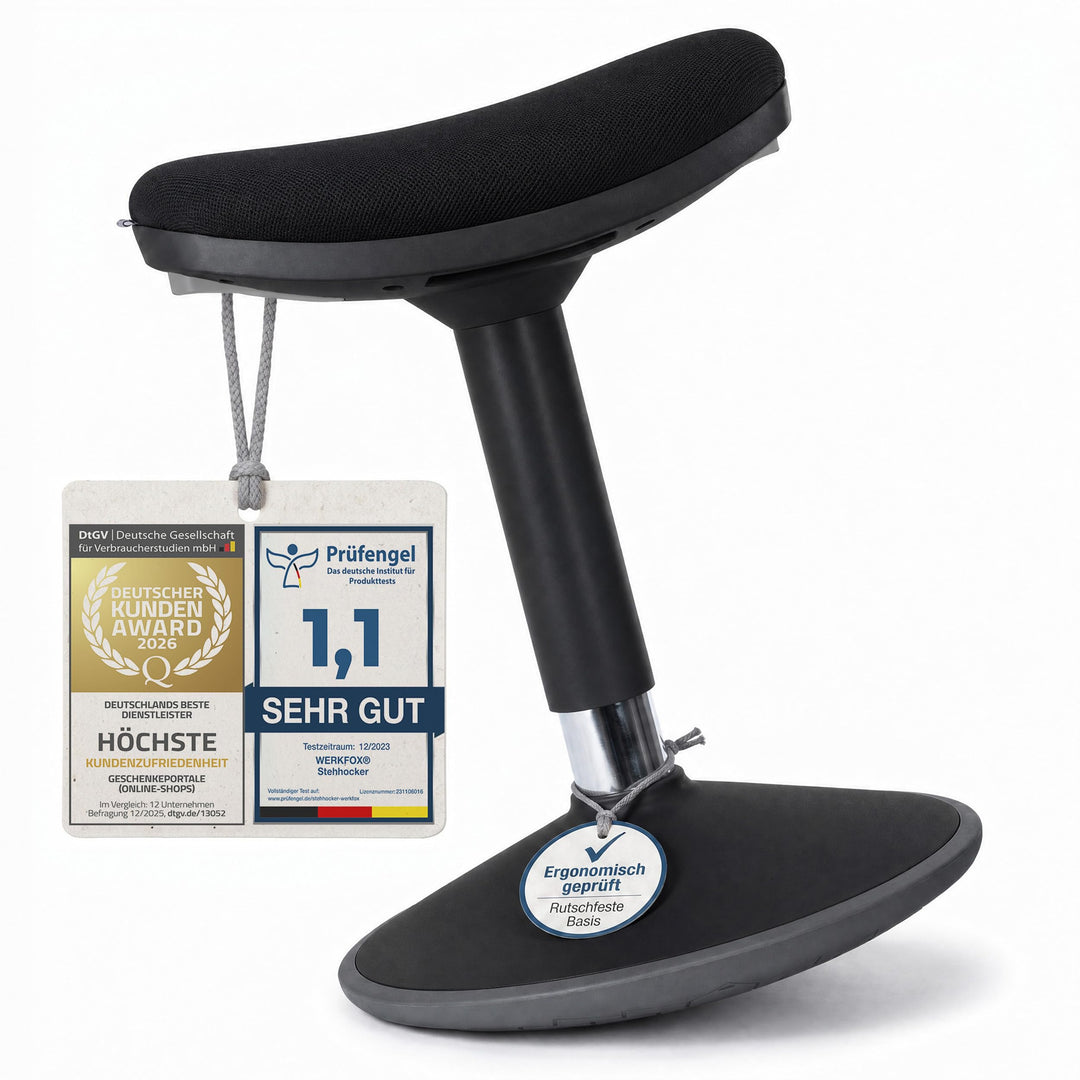 Ergonomischer Stehhocker höhenverstellbar in 3 Grössen - Wackelhocker mit Schwingeffekt - Rutschfest