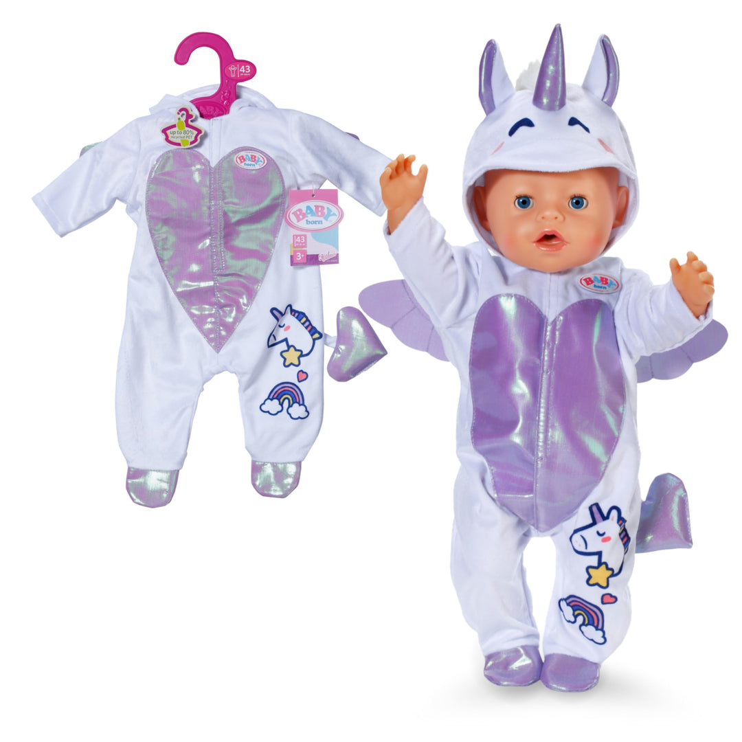 Baby Born Einhornanzug - Mit Kapuze, Stickereien &amp; funkelnden Details - Hochwertiges Puppenzubehör -