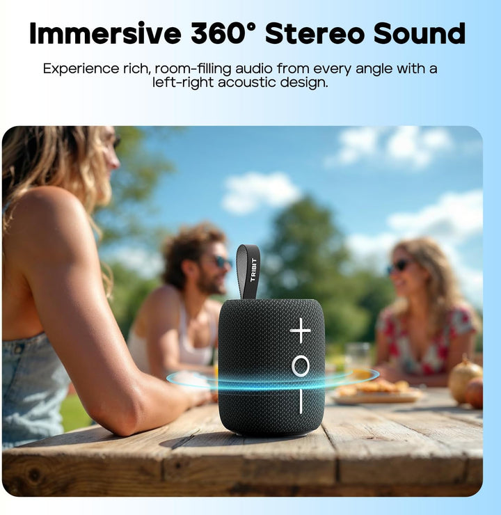 Tribit StormBox Mini+ Bluetooth-Lautsprecher 12W, 360°Raumklang, 12h Spielzeit, Bluetooth 5.4, IPX7,