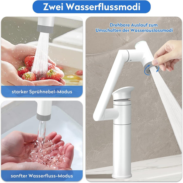 JONKEAN Wasserhahn Bad mit Temperaturanzeige(Batterielos), 1080° Drehbar Einhebelmischer Waschbecken