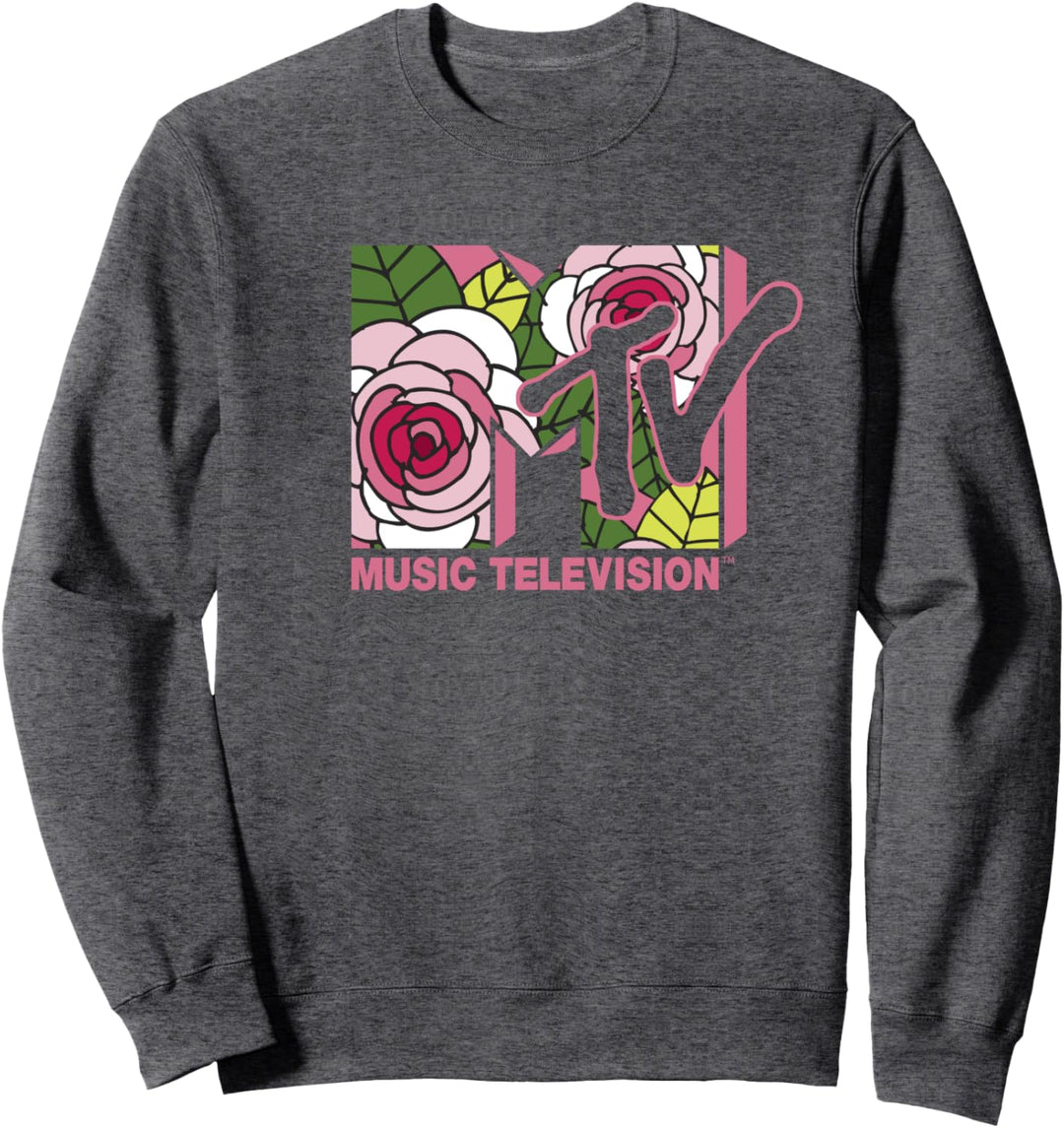 MTV Floral Roses Music Television Logo Sweatshirt