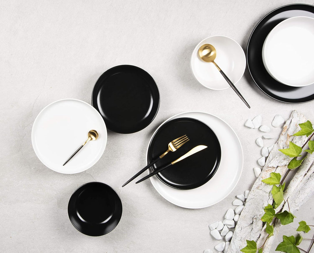 Excelsa "Nordic" Tafelservice, 12-teilig, Keramik, Weiss und Schwarz