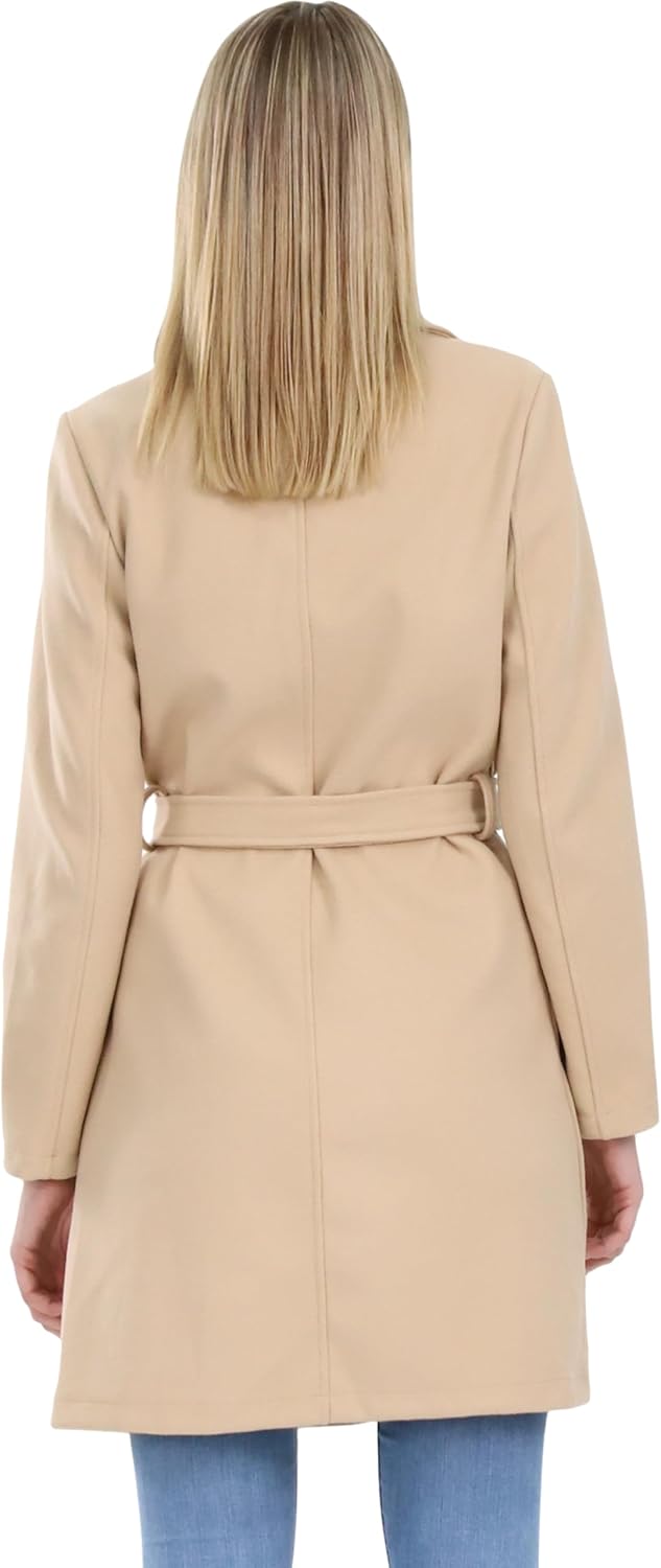 malito – Damen Trenchcoat einfarbig mit Gürtel & Taschen – klassischer Mantel für Herbst & Winter –