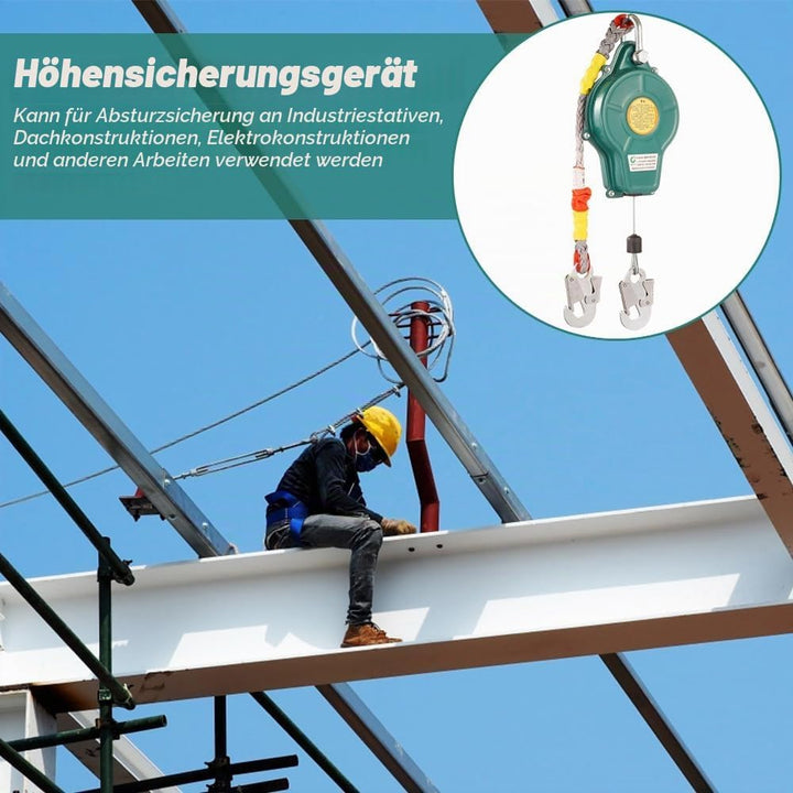 HIULLEN Absturzsicherung Einziehbar Dachdecker, Höhensicherungsgerät mit Automatischer Sperrfunktion