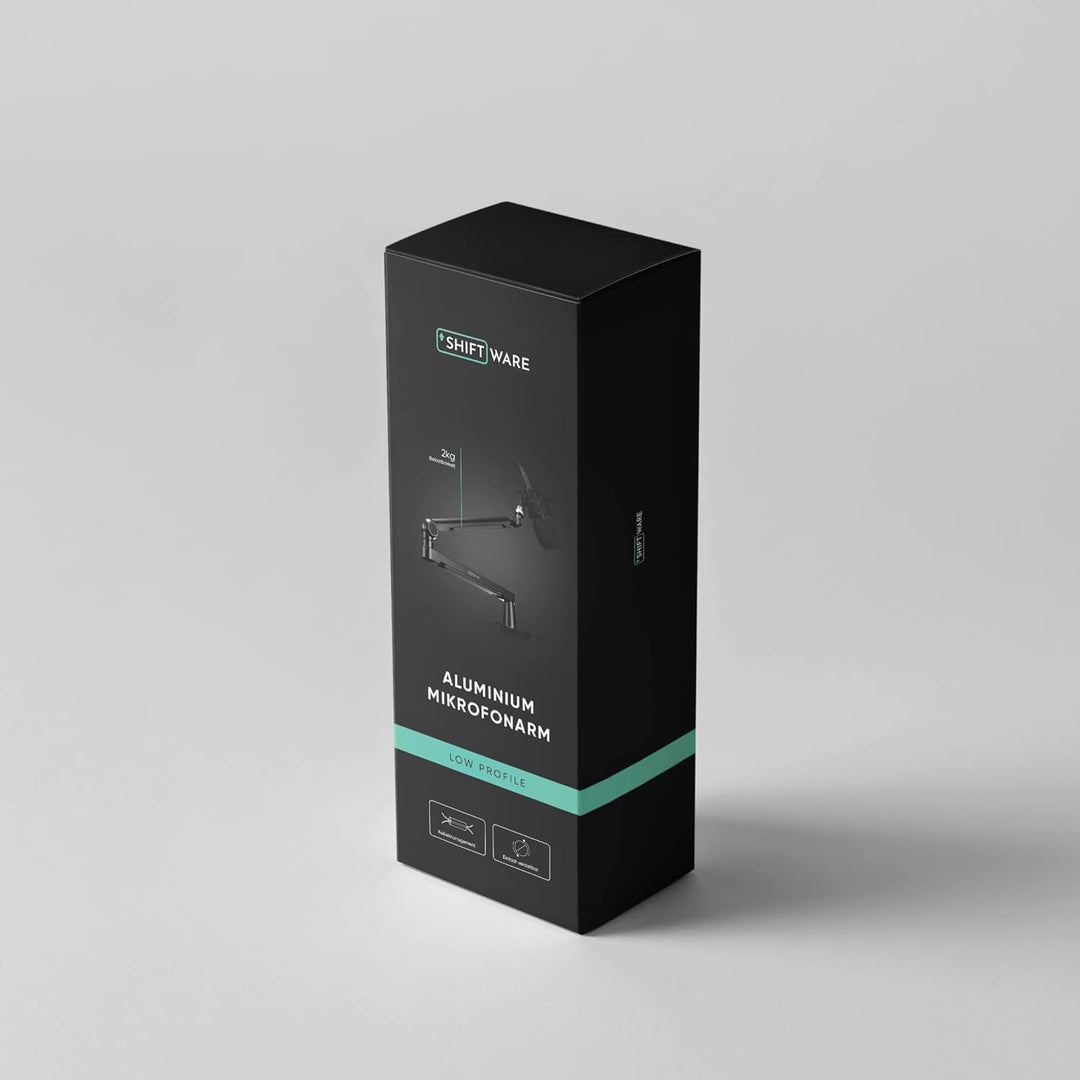 Shiftware Mikrofonarm Low Profile - Professionelle Tischhalterung inkl. Universal-Adapter, voll vers