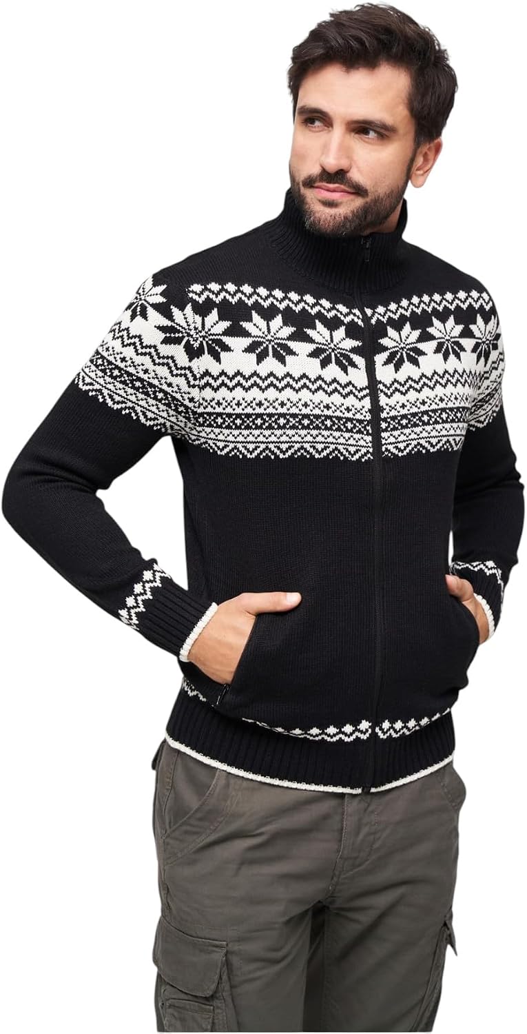 Brandit Herren Norwegian Cardigan Strickjacke L Schwarz, L Schwarz