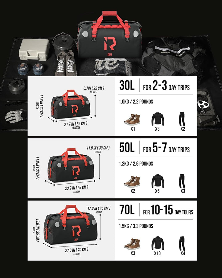 BORLENI Motorrad Hecktasche Gepäckrolle wasserdicht 30L – Premium Motorradtasche mit Rolltop, Reflek