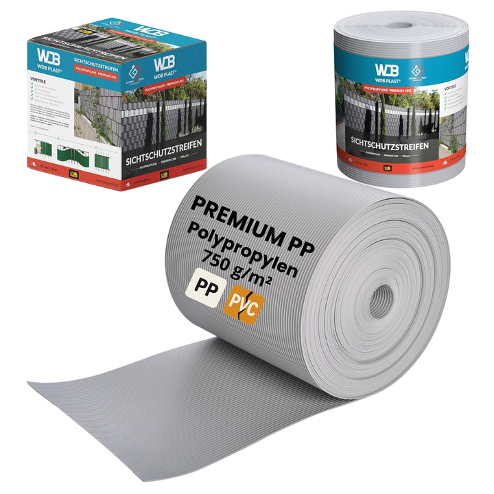 WDB Premium Hart PP Sichtschutzstreifen für Doppelstabmatten - Polypropylen Sichtschutz für Gartenza