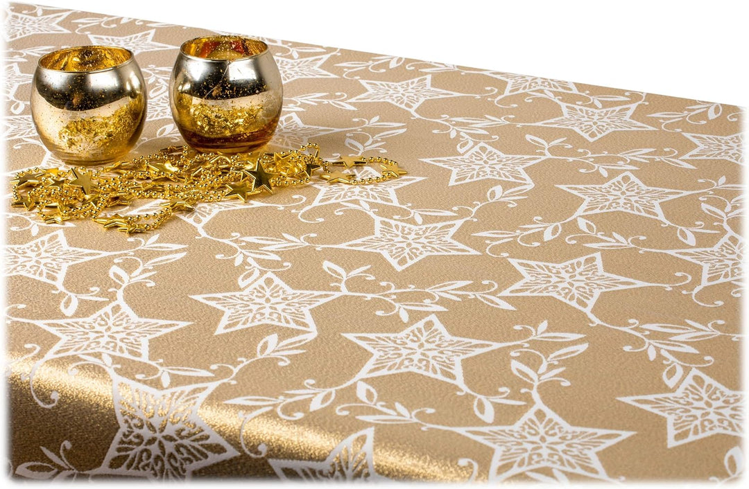 GOLDMAR Weihnachtstischdecke Fleckenresistente Schmutzabweisend Zweiseitig Tischdecke Weihnachten Ad