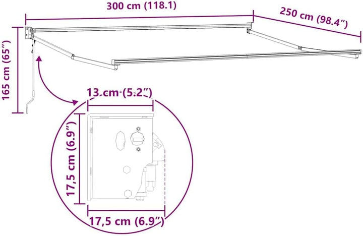 vidaXL Markise Einziehbar, Gelenkarmmarkise Wandmontage, Sonnenmarkise für Garten Terrasse, Balkonma