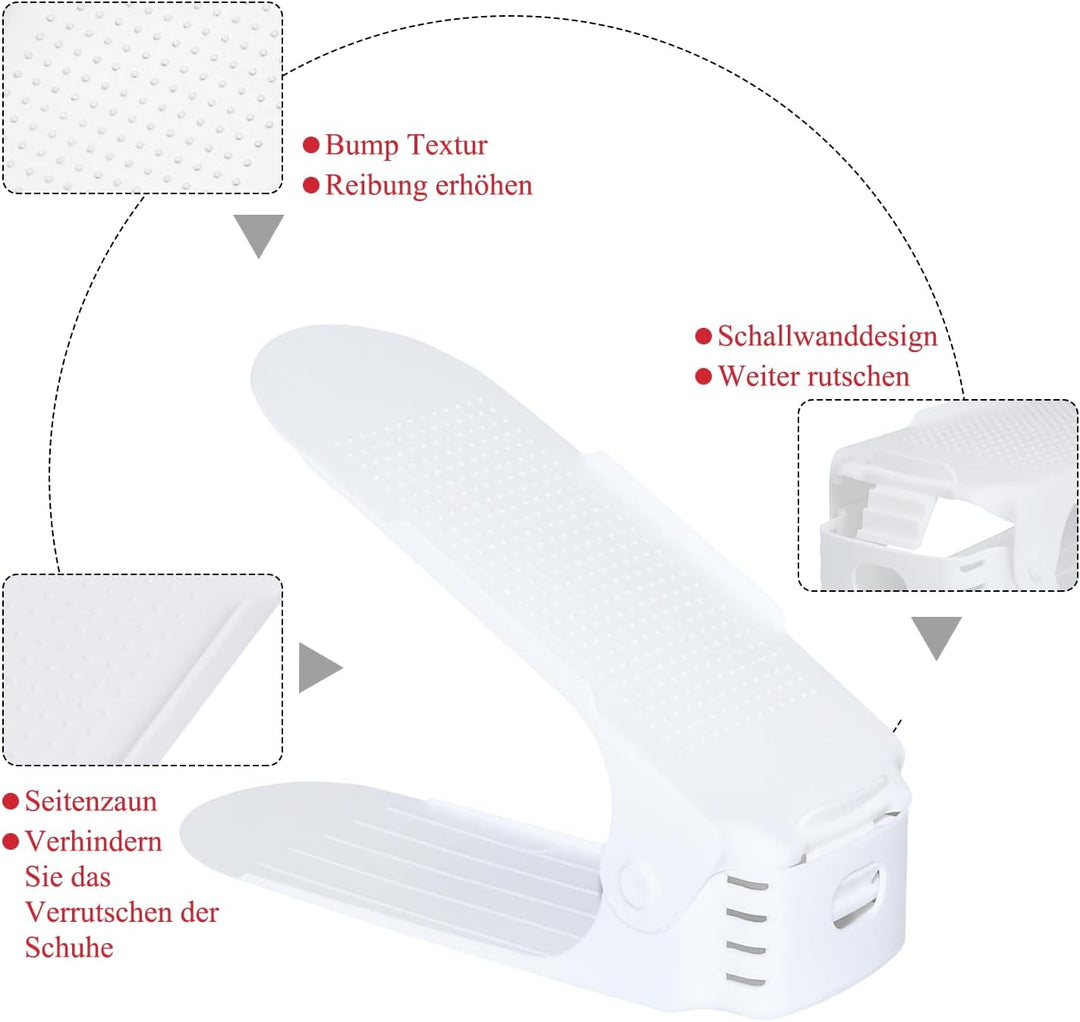 20 Stück Einstellbare Schuhregale Set Schuhstapler Schuhhalter 3 höhenverstellbar Schuhorganizer Pla