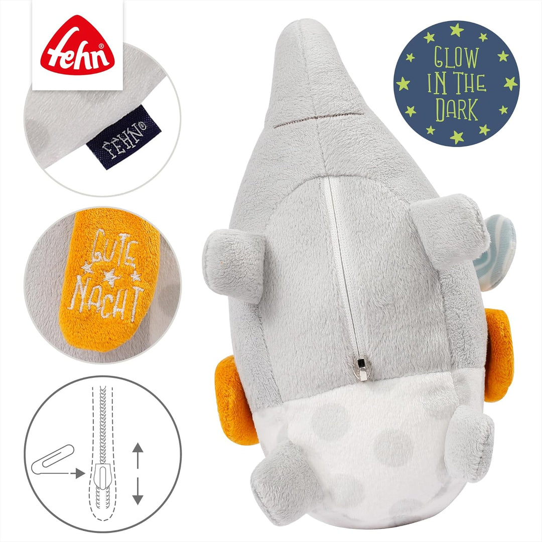 Fehn Nachtlicht Elefant – Schlummerlicht & Einschlafhilfe: Kuscheltier mit „Glow-in-The-Dark“-Bestic