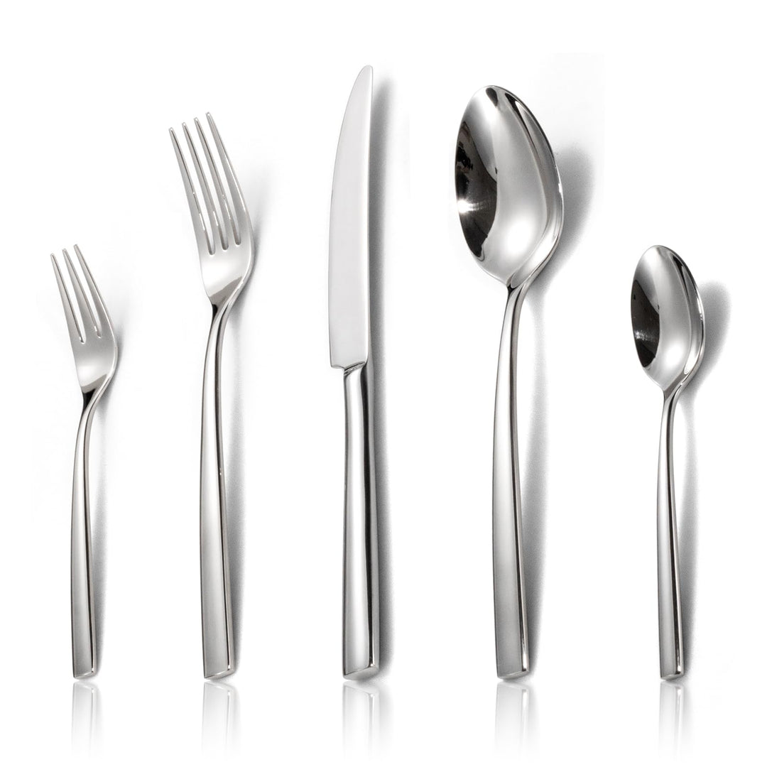 Alata Konrad 18/10 Edelstahl Poliert, Besteck Set 6 Personen, Essbesteck 30 teilig, Monobloc-Messer,
