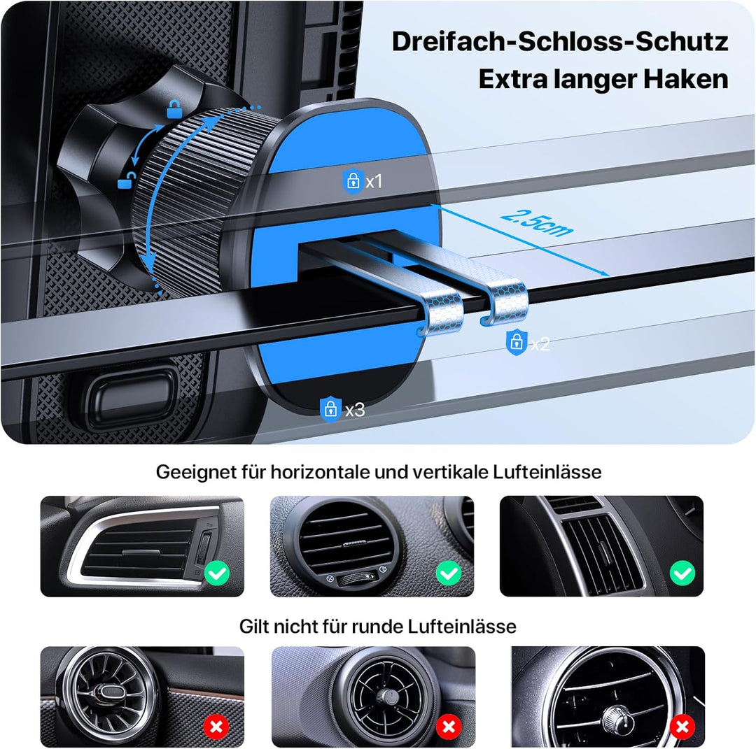 Miracase Handyhalterung Auto Rutschfester KFZ Handyhalter fürs Auto Lüftungsschlitze, Universelle Sm