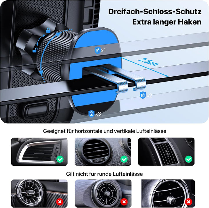 Miracase Handyhalterung Auto Rutschfester KFZ Handyhalter fürs Auto Lüftungsschlitze, Universelle Sm
