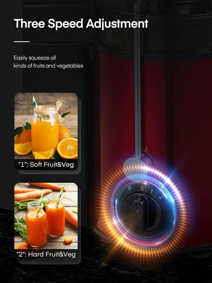 FOHERE Entsafter für Obst und Gemüse in Edelstahl, 400W Zentrifugaler Entsafter 65 MM Einfüllöffnung