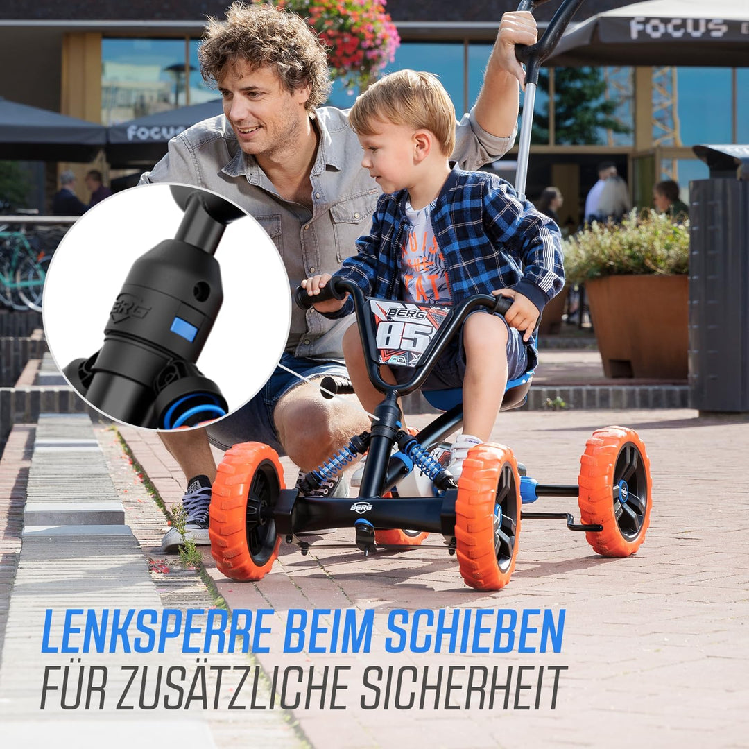 BERG Pedal-Gokart Buzzy 2-in-1 inkl. Schubstange | Gokart mit Freilauf | Tretfahrzeug für Kinder ab
