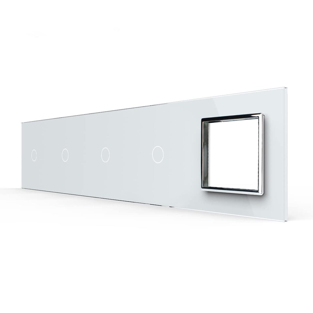 LIVOLO Nur Glasblende 5 Fach für Lichtschalter und Steckdose VL-C7-C1/C1/C1/C1/SR-11 Weiss