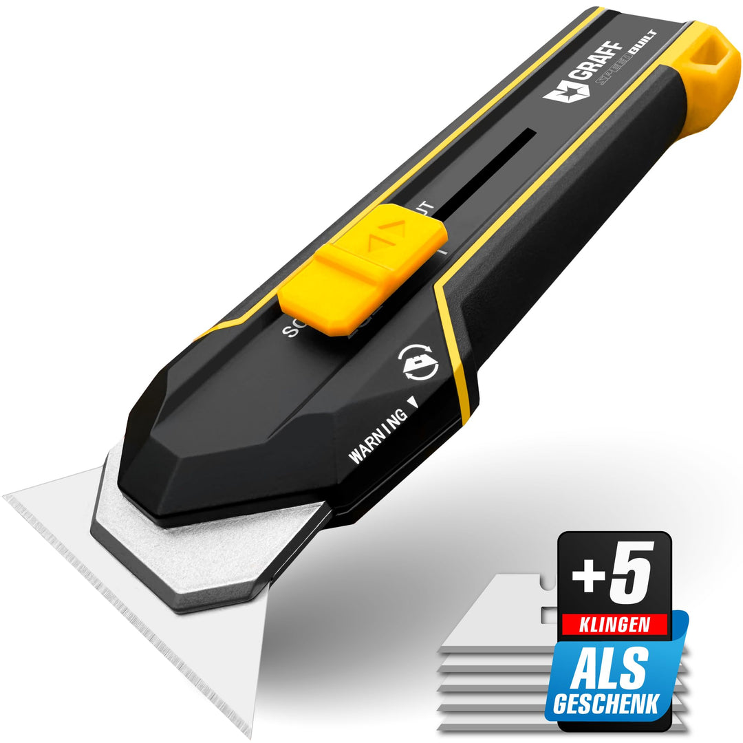 4in1 Cuttermesser Profi mit Trapezklingen – Schabermesser Sicherheitsmesser Universalmesser Teppichm