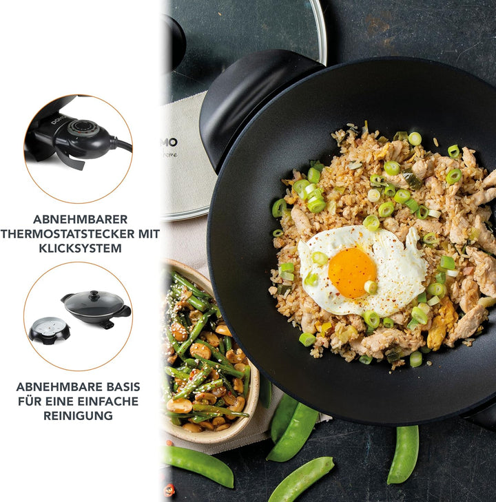 Domo DO-8708W DO8708W elektrischer Wok, Aluguss, 5 liters
