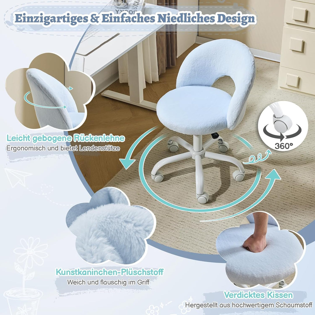 Bonnlo Homeoffice Stuhl, Schreibtischstuhl, Schminktisch Stuhl, Bürostuhl ohne Armlehnen, Drehstuhl