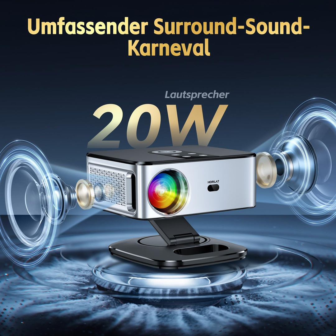 Beamer【1500 ANSI & Google TV】 HORLAT Beamer 4K Heimkino, Full HD 1080P WiFi6 Bluetooth, Autofokus/Tr
