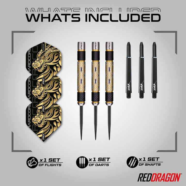 RED DRAGON Golden Eye Dartpfeile 22g, 24g, 26g, 28g, 30g oder 32g Profi Dartpfeile mit Flights und S