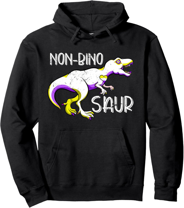 Non Bino Saurier Lustiges Dinosaurier Geschenk Nicht Binär Pullover Hoodie