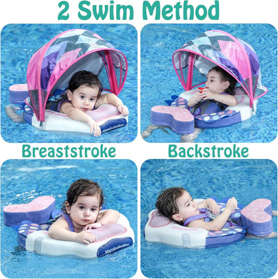 Mambobaby Neueste Schwimmring Baby mit Sonnendach, Schwimmreifen Nicht Aufblasbar Robust Weich Wasse